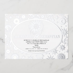 Invitation En Aluminium Étoiles de minuit célestes Lune Soleil Mariage Arg