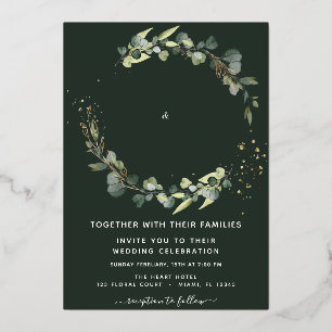 Invitation En Aluminium Eucalyptus Arrière - plan vert Mariage vert