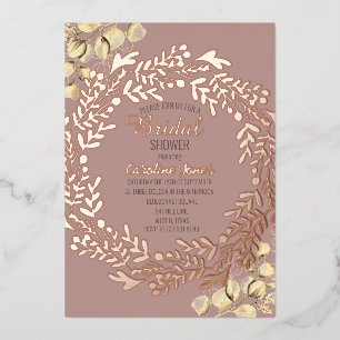 Invitation En Aluminium Eucalyptus Dusty Rose rose or Fête des mariées à h