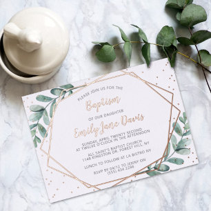 Invitation En Aluminium Eucalyptus élégant Baptême ou Christening Réel