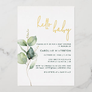Invitation En Aluminium Eucalyptus minimaliste Baby shower végétal fille