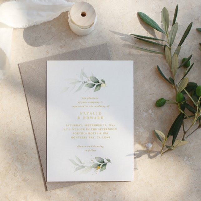 Invitation En Aluminium Eucalyptus moderne mariage minimal élégant (Créateur téléchargé)