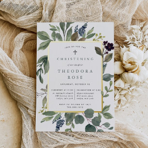 Invitation En Aluminium Eucalyptus & Sage Baptême ou Christening