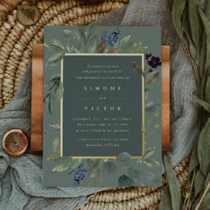 Invitation En Aluminium Eucalyptus & Sauge   Mariage Botanique Vert