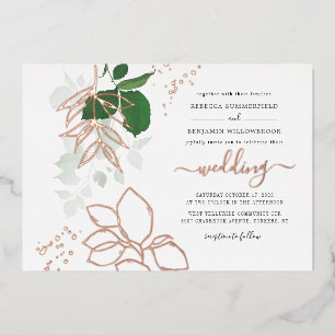 Invitation En Aluminium Eucalyptus Verdure Mariage géométrique Rose or