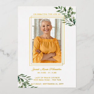 Invitation En Aluminium Eucalyptus verdure   Photo funéraire