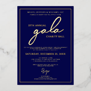 Invitation En Aluminium Événement de gala de charité Élégant Bleu Or