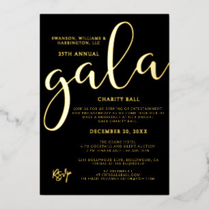 Invitation En Aluminium Événement de gala de charité Élégant noir et or