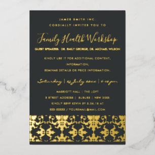 Invitation En Aluminium Événement de workshop classique en damas noir form