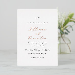Invitation En Aluminium Événement Mariage Élégant Monogramme Classique à S