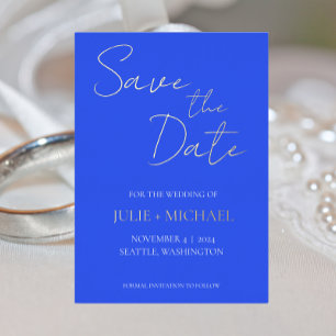 Invitation En Aluminium Événement Mariage Style Simple Bleu Royal Enregist