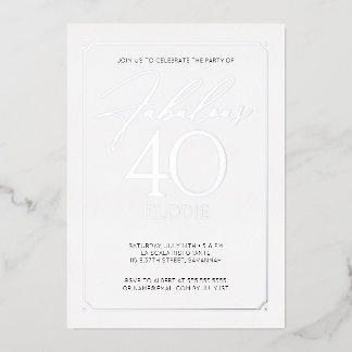Invitation En Aluminium Fabuleux 40 Elégant 40e Anniversaire Foil Invitati