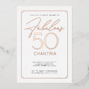 Invitation En Aluminium Fabuleux 50 Elégant 50e Anniversaire Foil Invitati