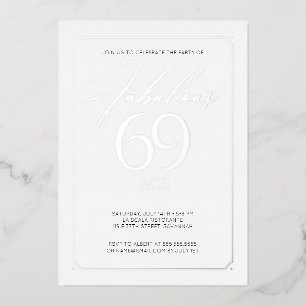 Invitation En Aluminium Fabuleux 69 Elégant 69e Anniversaire Foil Invitati