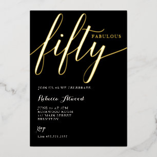Invitation En Aluminium Fabulous Fifty BIrthday