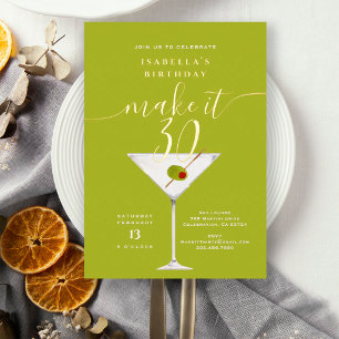 Invitation En Aluminium Faire 30 Dirty Martini Fête d'anniversaire 30 ans