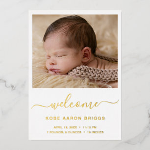 Invitation En Aluminium Faire Annonce de Naissance Photo Simple avec Feuil