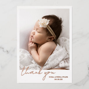 Invitation En Aluminium Faire annonce de naissance Remerciement Rose Gold