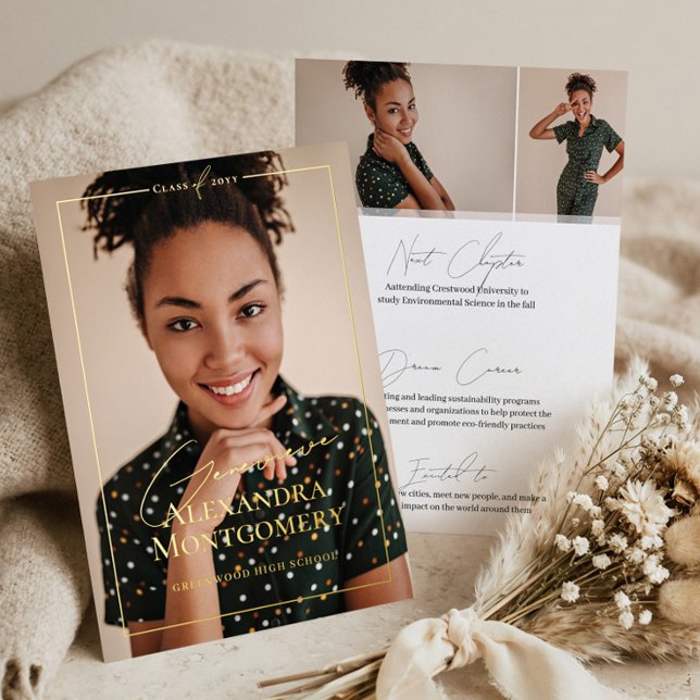 Invitation En Aluminium Faire annonce de remise de diplôme en écriture cur (Elegant Script Grad Photo Graduation Announcement)