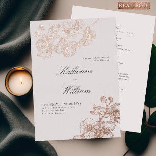 Invitation En Aluminium Faire Classique Moderne Orchidées Tout en Un Maria