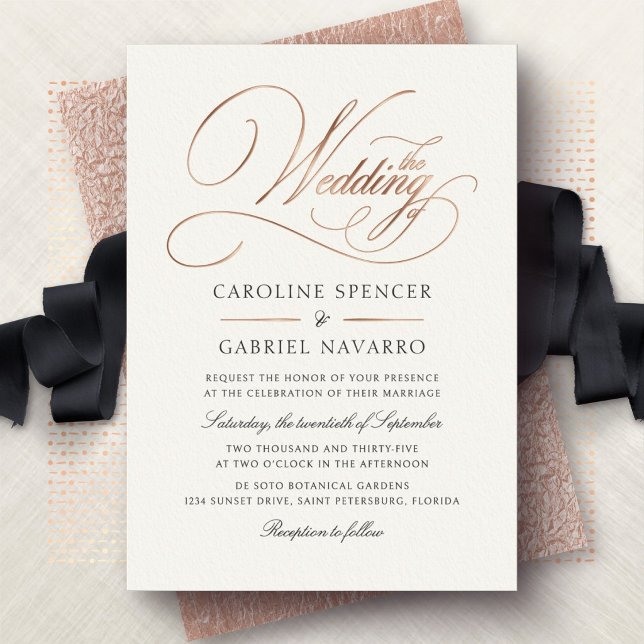 Invitation En Aluminium Faire Écriture Calligraphique Élégante Mariage Inv (Créateur téléchargé)