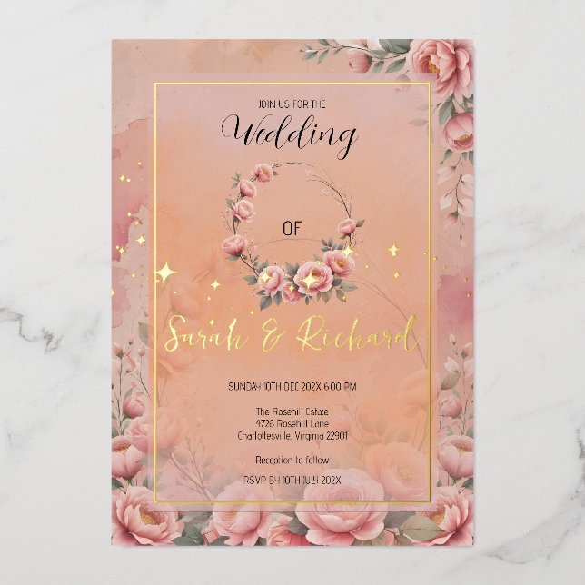 Invitation En Aluminium Faire-Jardin-Invitation de mariage scintillante (Recto)