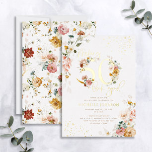 Invitation En Aluminium Faire paraître 50 bon or rose floral