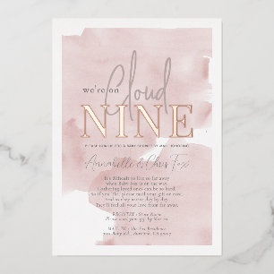Invitation En Aluminium Faire part de Baby Shower Cloud 9 Pink Sky Girl pa