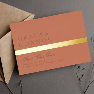 Invitation En Aluminium Faire part de date de dusty orange terracotta à ra