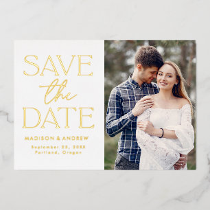 Invitation En Aluminium Faire part de date de mariage en or typographie mo