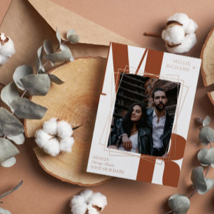 Invitation En Aluminium Faire part de date moderne avec grandes initiales 