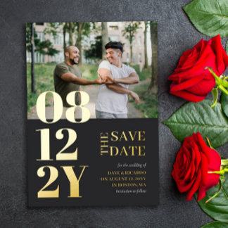Invitation En Aluminium Faire part de mariage en typographie gris or