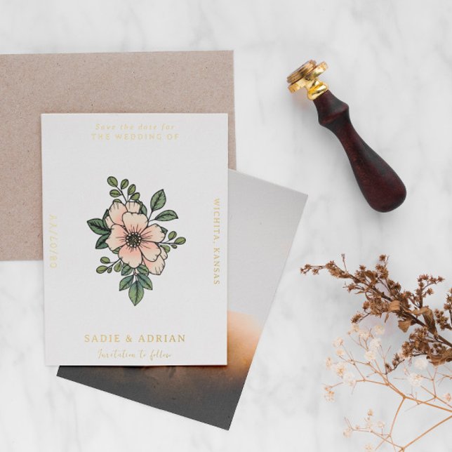 Invitation En Aluminium Faire part de mariage Floral Blush (Créateur téléchargé)