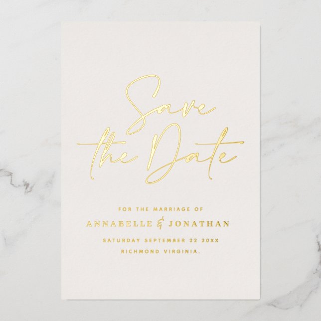Invitation En Aluminium faire part de mariage manuscrit tendance en feuill (Recto)