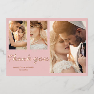 Invitation En Aluminium Faire part de remerciement de mariage photo rose m