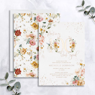 Invitation En Aluminium Faire que 100 ait l'air bien Fleur Rose Or
