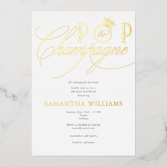 Invitation En Aluminium Faire sauter le champagne Simple Script Enterremen (Recto)