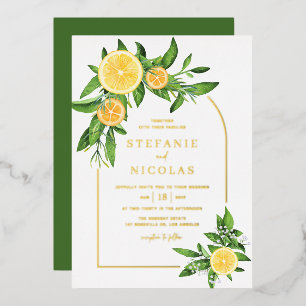 Invitation En Aluminium Fairepart de mariage à l'aquarelle Citrons et Oran