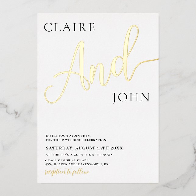Invitation En Aluminium Faireparter de mariage écriture script (Recto)