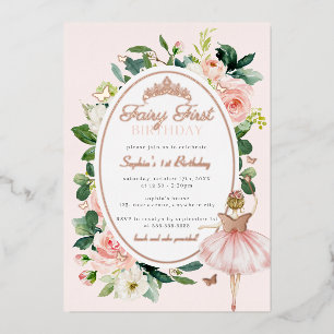 Invitation En Aluminium Fairy 1er anniversaire Rose Gold