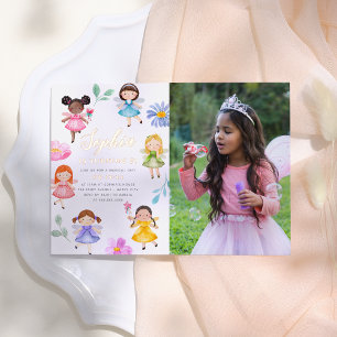 Invitation En Aluminium Fairy Garden Floral Girl Photo Anniversaire