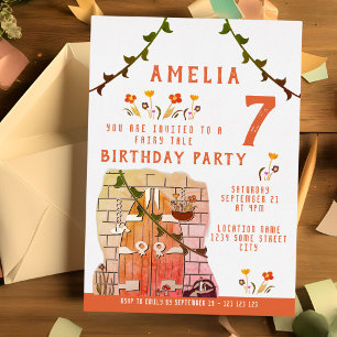 Invitation En Aluminium Fairy Tale Door Girl Anniversaire Party Gold
