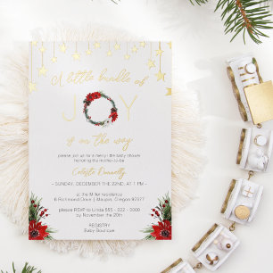 Invitation En Aluminium Faisceau de joie Baby Shower Classique Noël Blanc