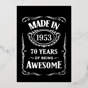 Invitation En Aluminium Fait en 1953 70 ans d'être génial anniversaire 202