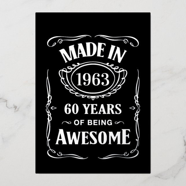 Invitation En Aluminium Fait en 1963 60 ans d'être génial anniversaire 202 (Recto)