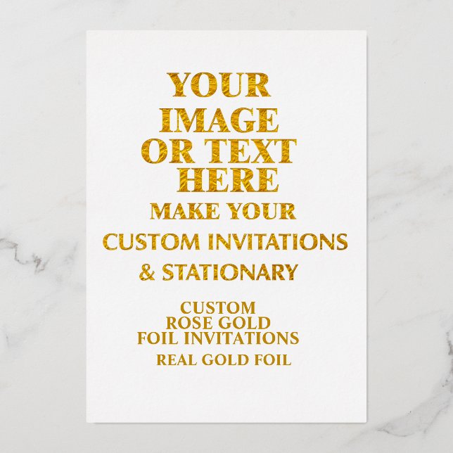 Invitation En Aluminium Faites votre propre Rose personnalisé Gold personn (Recto)