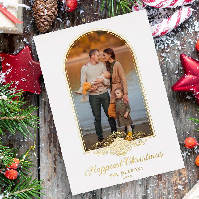 Invitation En Aluminium Fake Lace de Noël Fancy Golden Arch Effet photo (Créateur téléchargé)