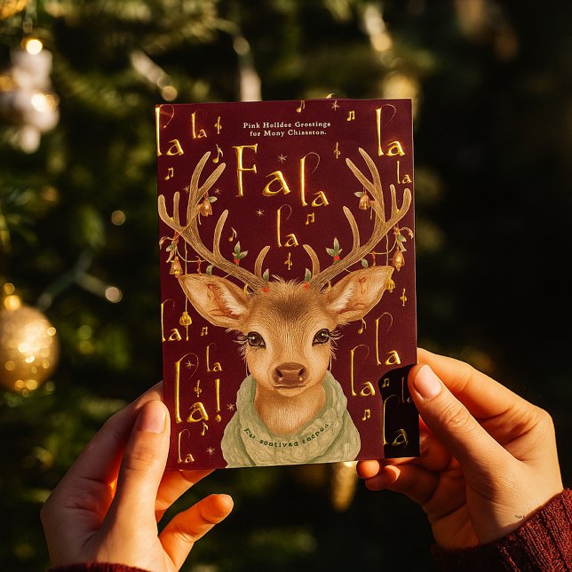 Invitation En Aluminium FaLaLaLaAquarelle Reindeer voeux de Noël (Créateur téléchargé)