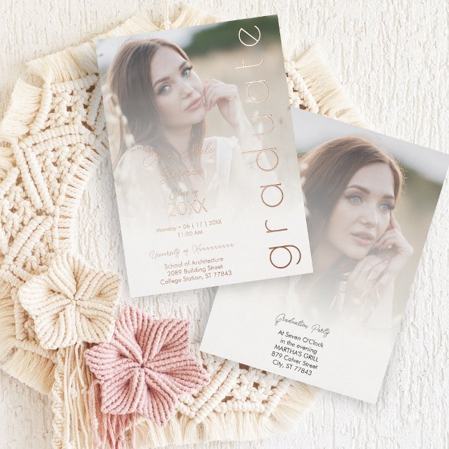 Invitation En Aluminium Fancy Vellum Overlay Effect 2 Photos Graduate (Créateur téléchargé)