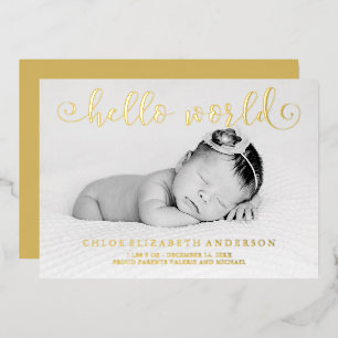 Invitation En Aluminium Faux Gold Foil Typographie Photo Bébé Annonces